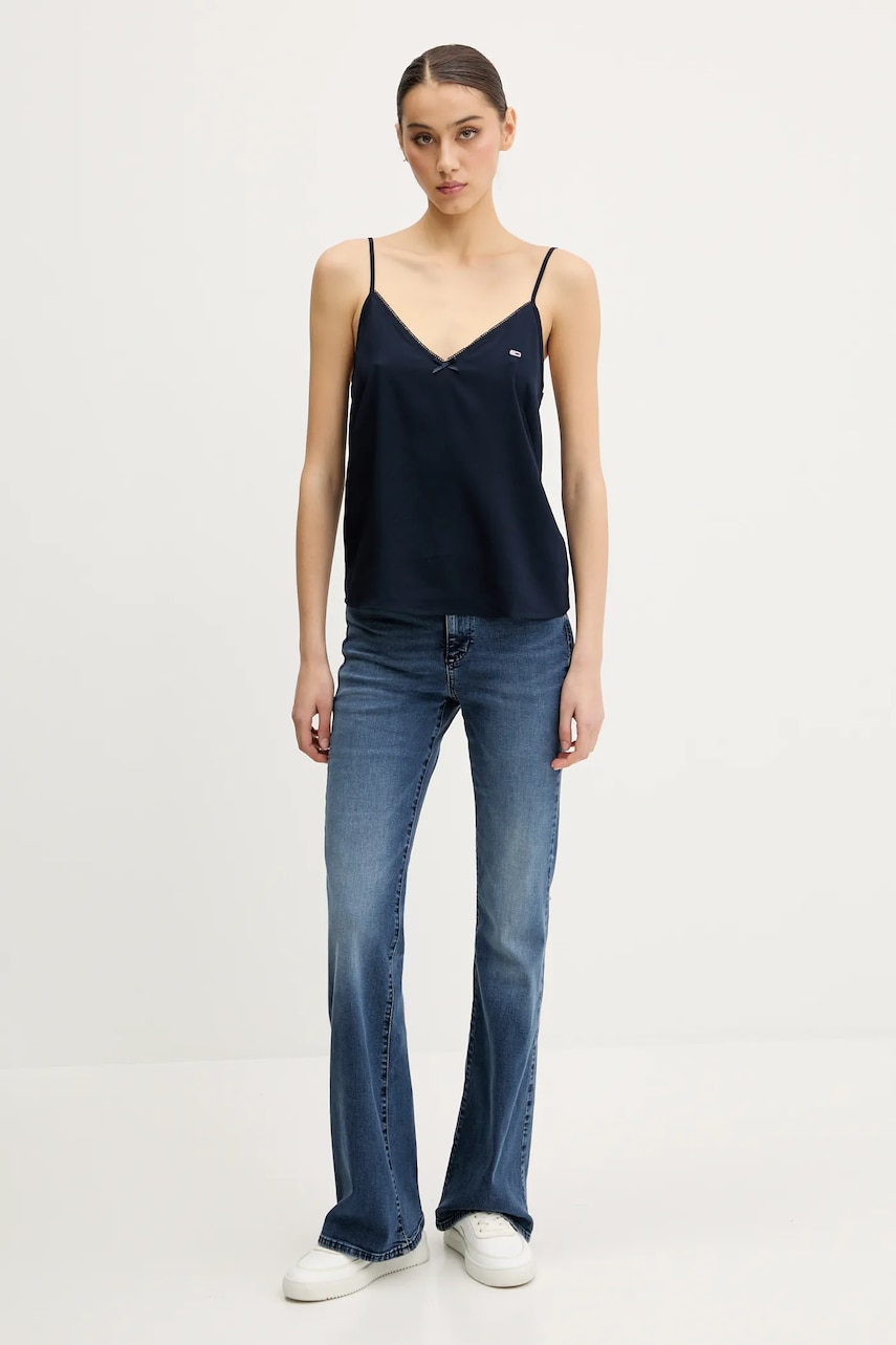 Блузка Tommy Jeans женская цвет синий однотонная DW0DW20604 Блузка Tommy Jeans женская цвет синий однотонная DW0DW20604