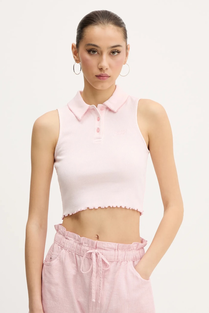 Tommy Jeans top culoarea roz, DW0DW20295 Tommy Jeans top culoarea roz, DW0DW20295