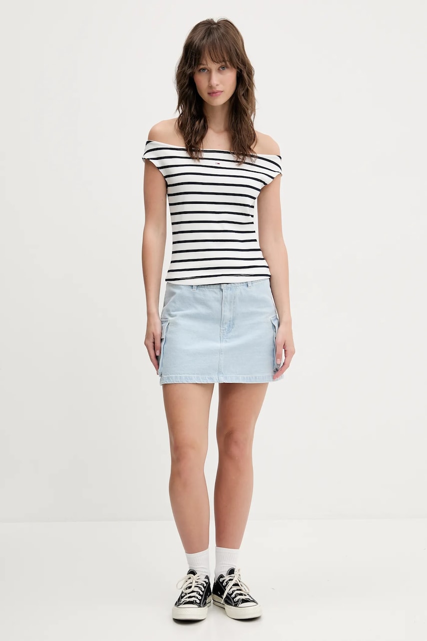 Топ Tommy Jeans цвет белый DW0DW20234 Топ Tommy Jeans цвет белый DW0DW20234