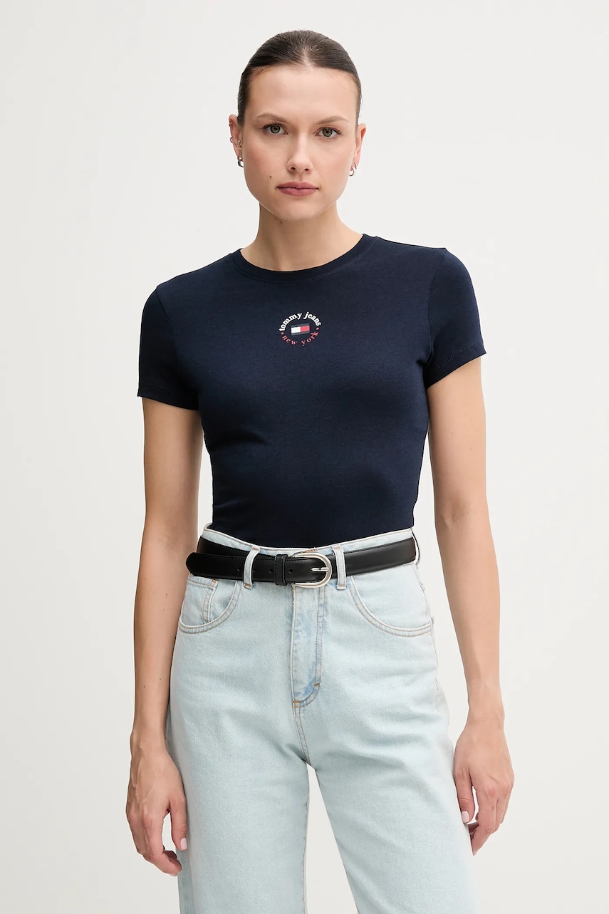 Tommy Jeans tricou culoarea bleumarin, DW0DW20316