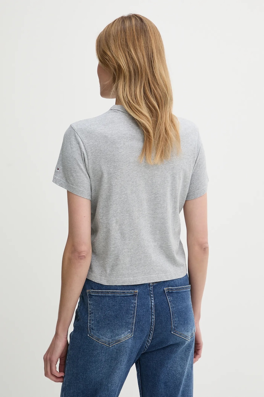 Хлопковая футболка Tommy Jeans женская цвет серый DW0DW20317 Хлопковая футболка Tommy Jeans женская цвет серый DW0DW20317