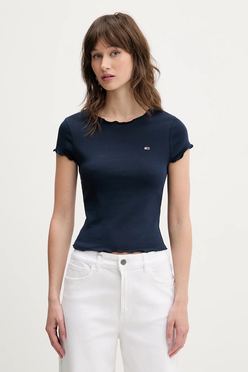 Tommy Jeans tricou femei, culoarea bleumarin, DW0DW20623 Tommy Jeans tricou femei, culoarea bleumarin, DW0DW20623