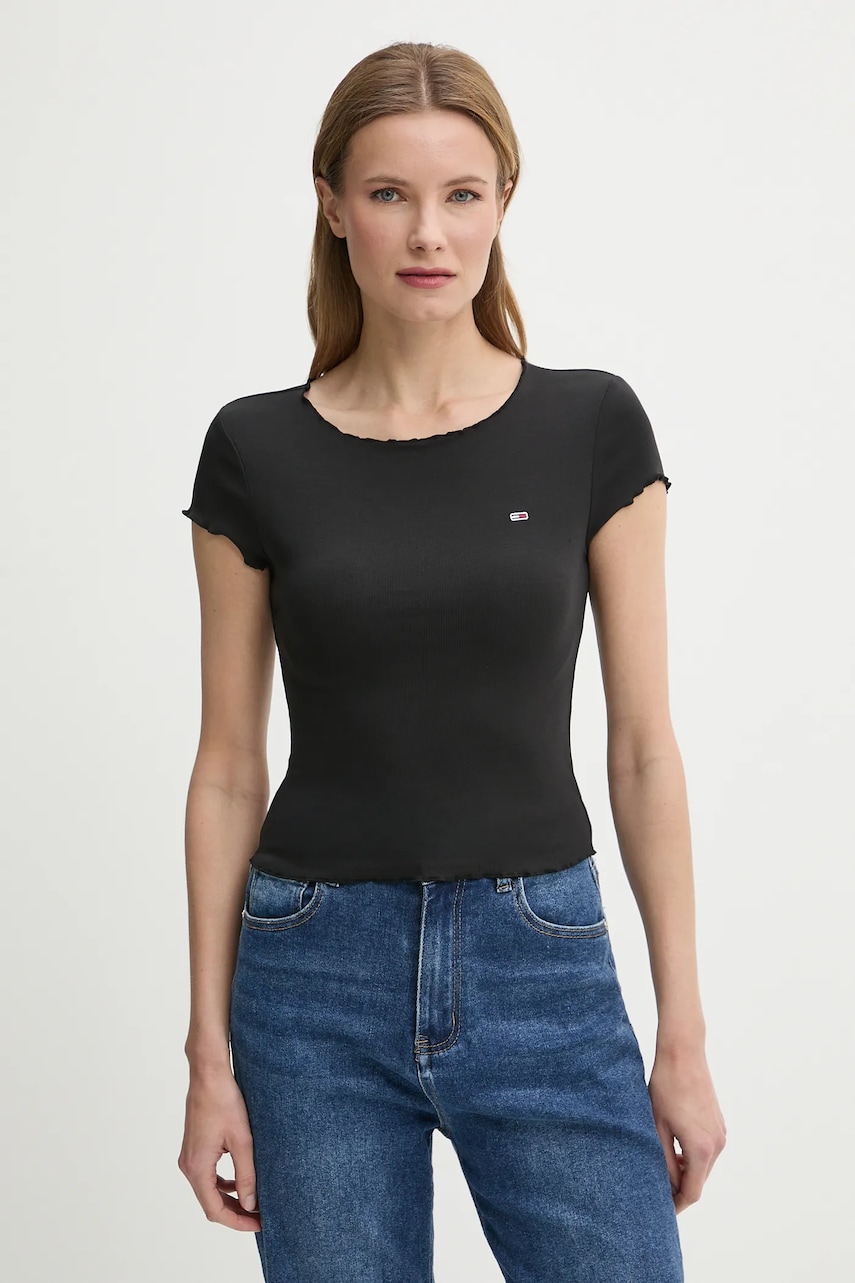 Tommy Jeans tricou femei, culoarea negru, DW0DW20623 Tommy Jeans tricou femei, culoarea negru, DW0DW20623