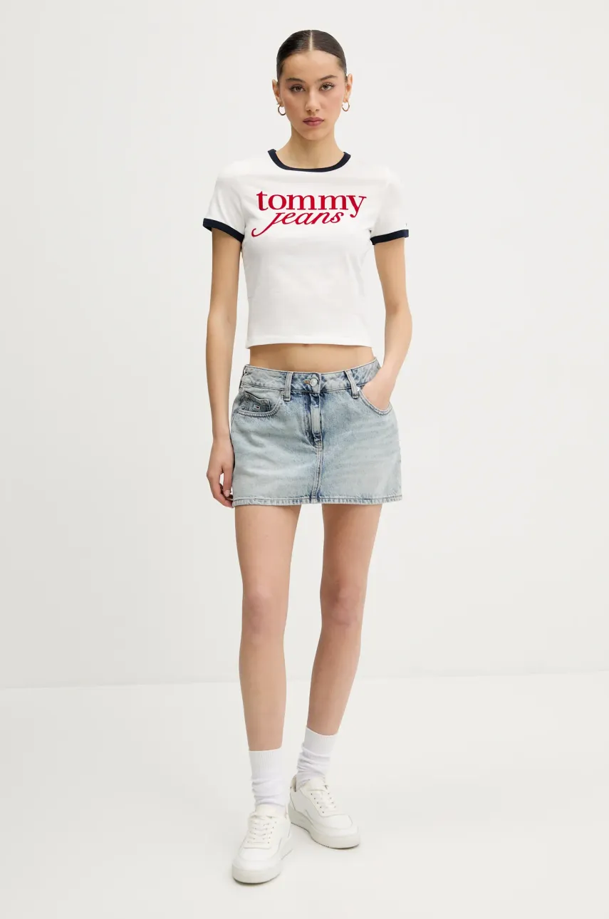 Хлопковая футболка Tommy Jeans цвет белый DW0DW20631 Хлопковая футболка Tommy Jeans цвет белый DW0DW20631