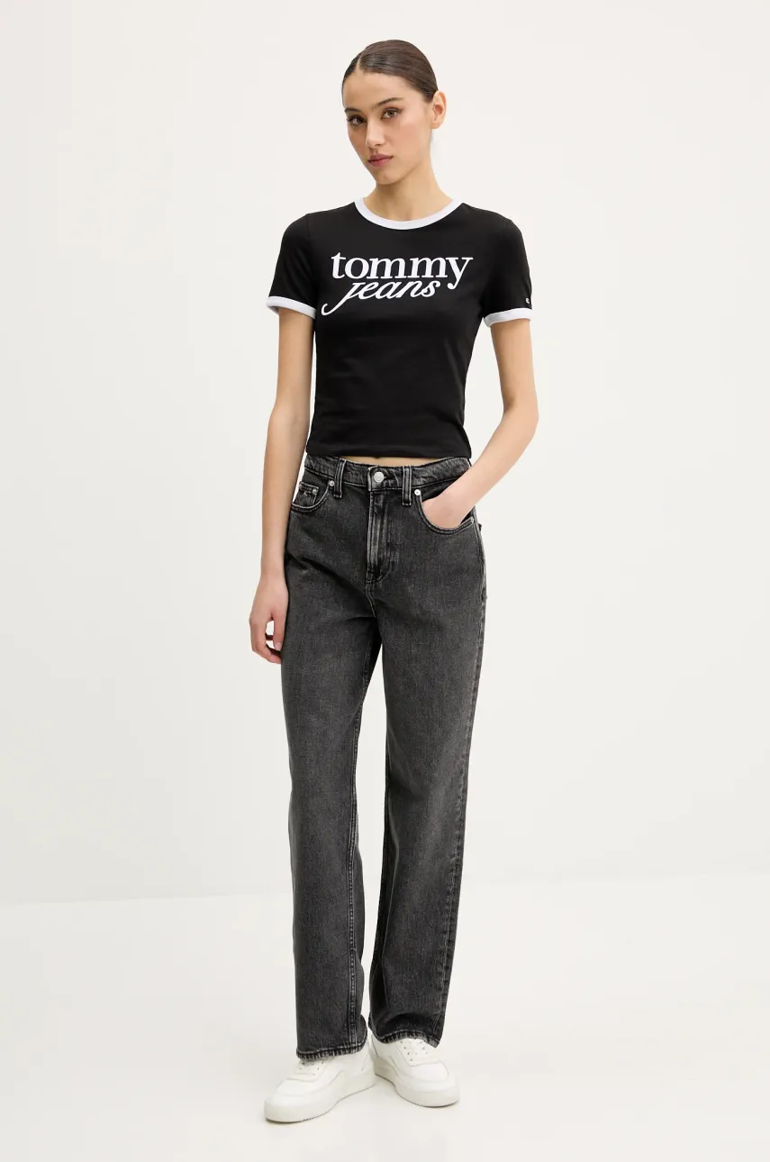 Хлопковая футболка Tommy Jeans цвет чёрный DW0DW20631 Хлопковая футболка Tommy Jeans цвет чёрный DW0DW20631