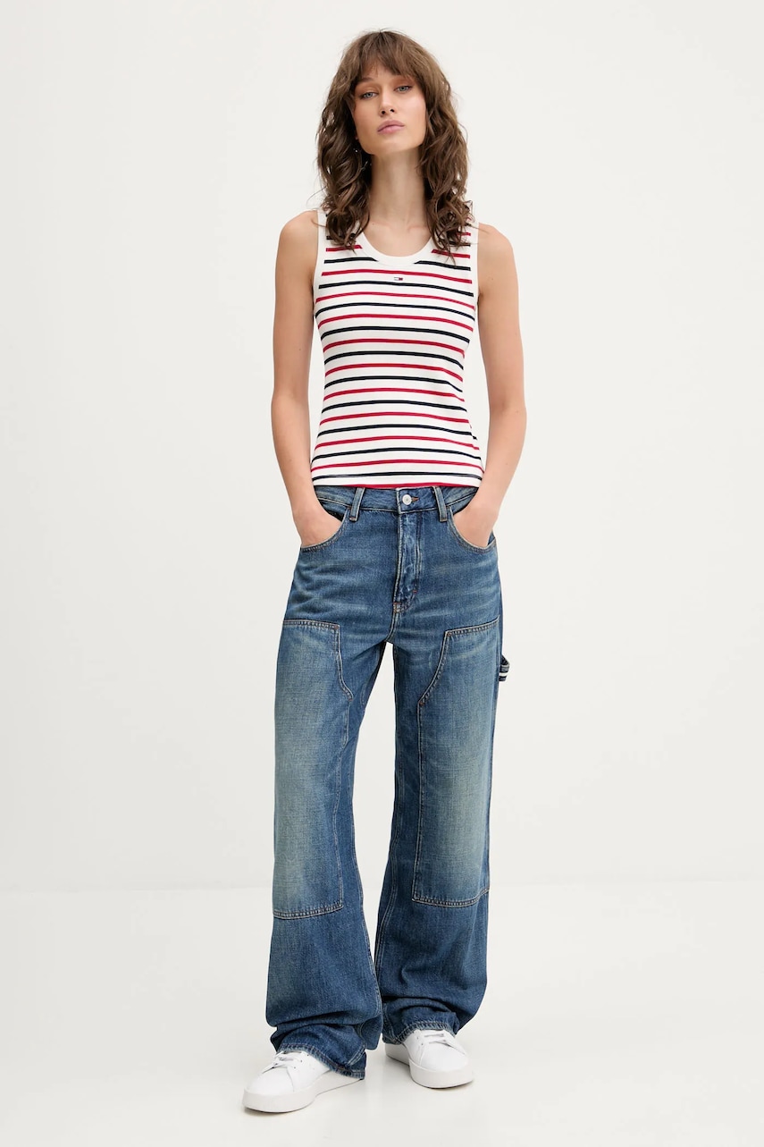 Топ Tommy Jeans цвет бордовый DW0DW20673 Топ Tommy Jeans цвет бордовый DW0DW20673