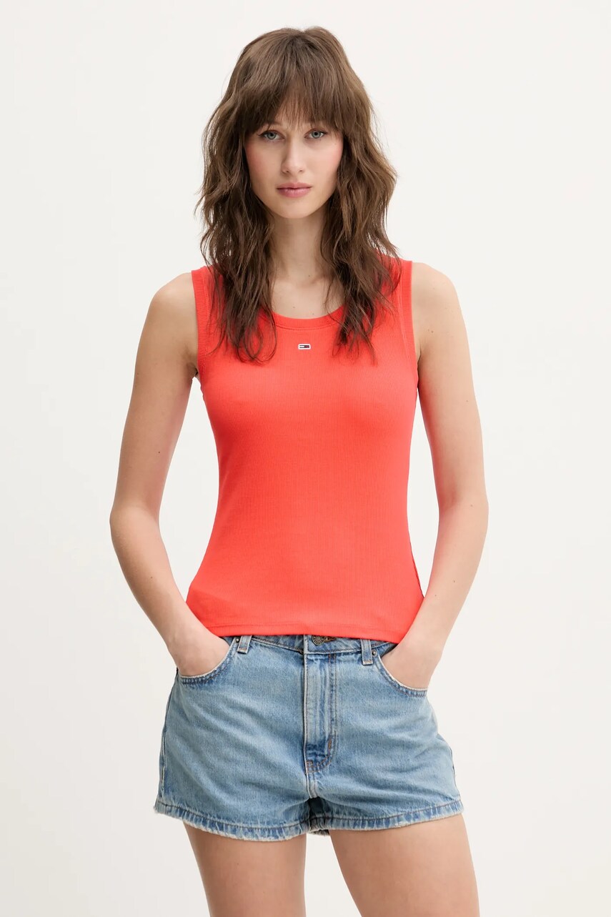 Levně Top Tommy Jeans oranžová barva, DW0DW20673