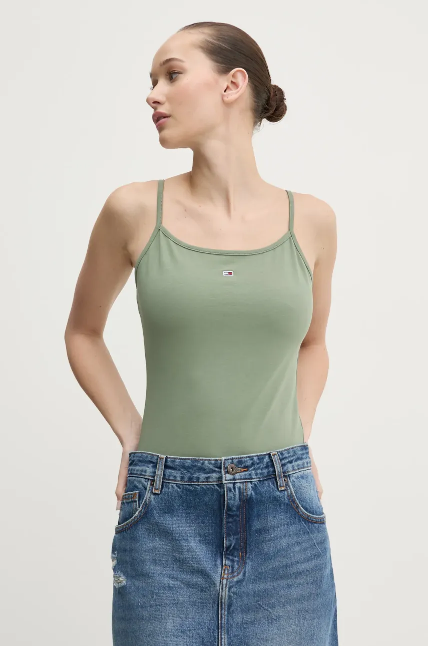 Tommy Jeans top femei, culoarea verde, DW0DW20675