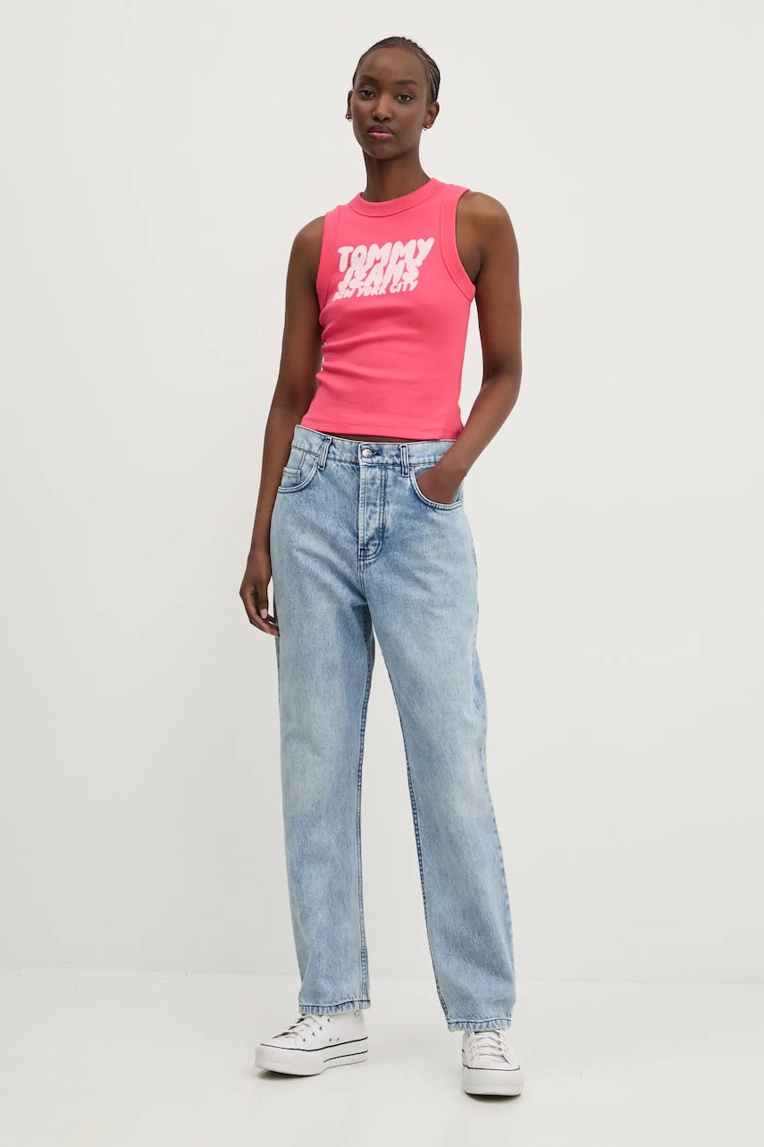 Топ Tommy Jeans цвет розовый DW0DW21339 Топ Tommy Jeans цвет розовый DW0DW21339