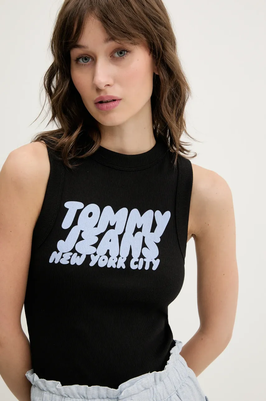 Tommy Jeans top culoarea negru, DW0DW21339