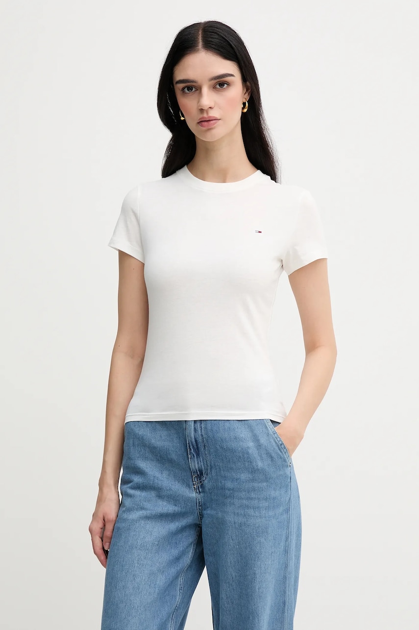 Tommy Jeans tricou din bumbac 2-pack femei, culoarea negru, DW0DW21366