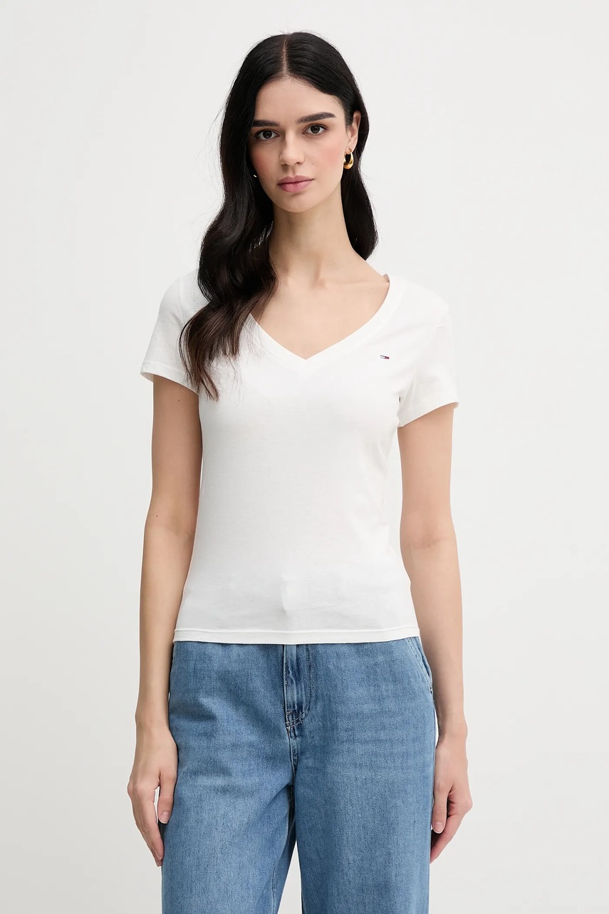 Хлопковая футболка Tommy Jeans 2 шт женская цвет чёрный DW0DW21367