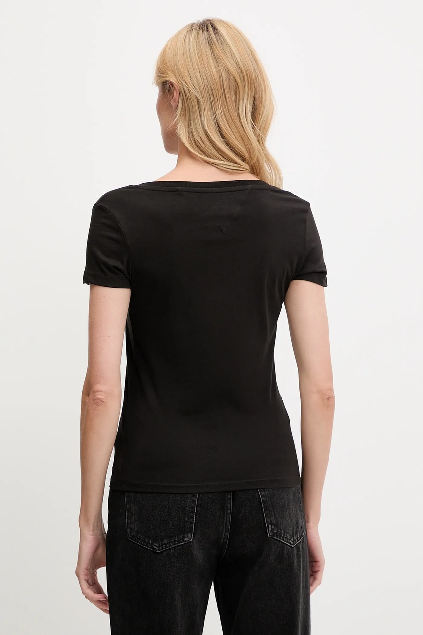 Хлопковая футболка Tommy Jeans 2 шт женская цвет чёрный DW0DW21367