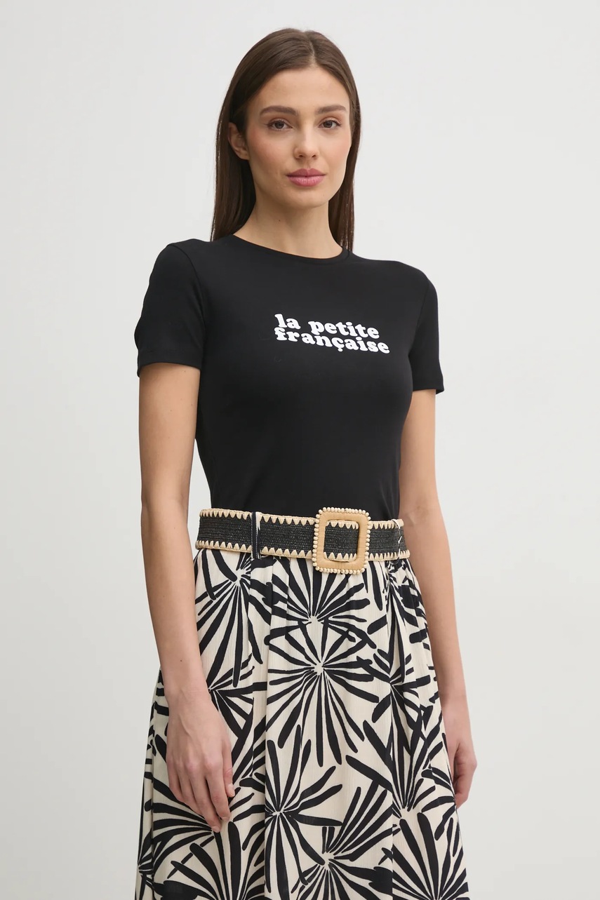 Βαμβακερό μπλουζάκι La Petite Française LPF γυναικείο, χρώμα: μαύρο, LPF φωτογραφία