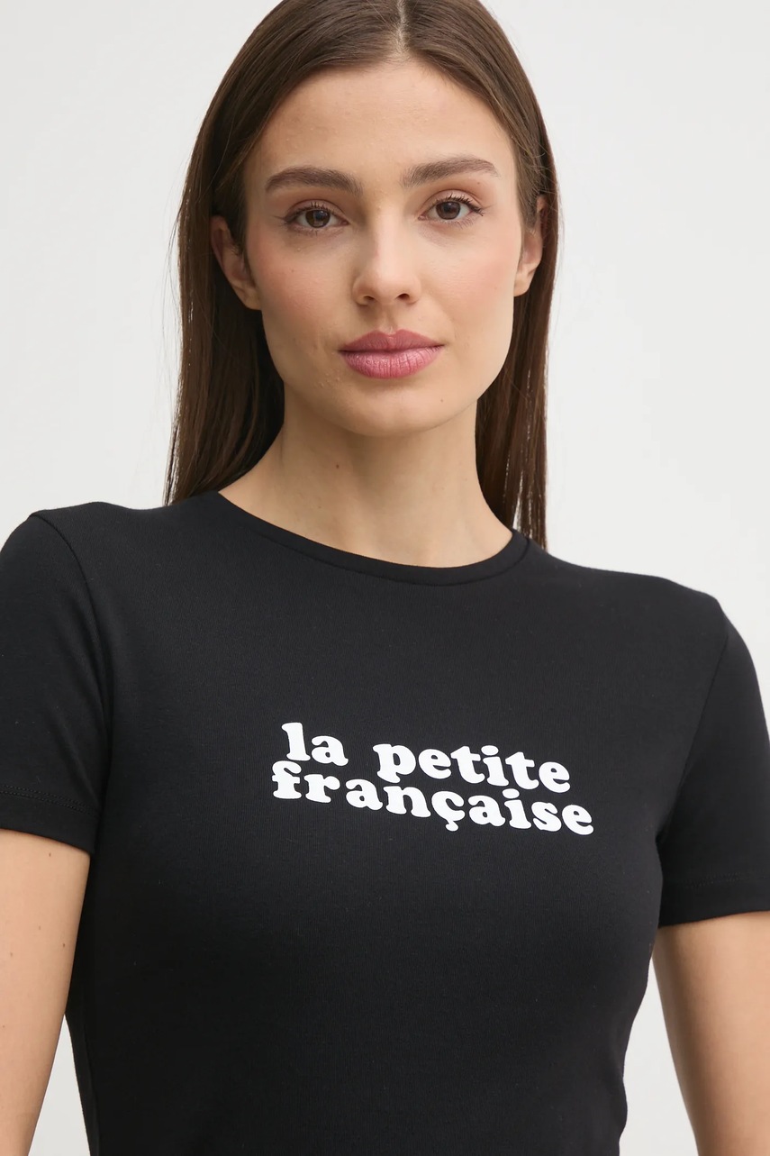 Βαμβακερό μπλουζάκι La Petite Française LPF γυναικείο, χρώμα: μαύρο, LPF φωτογραφία