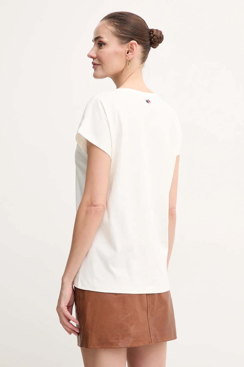 Βαμβακερό μπλουζάκι La Petite Française TYFANY γυναικείο, χρώμα: μπεζ, TYFANY φωτογραφία