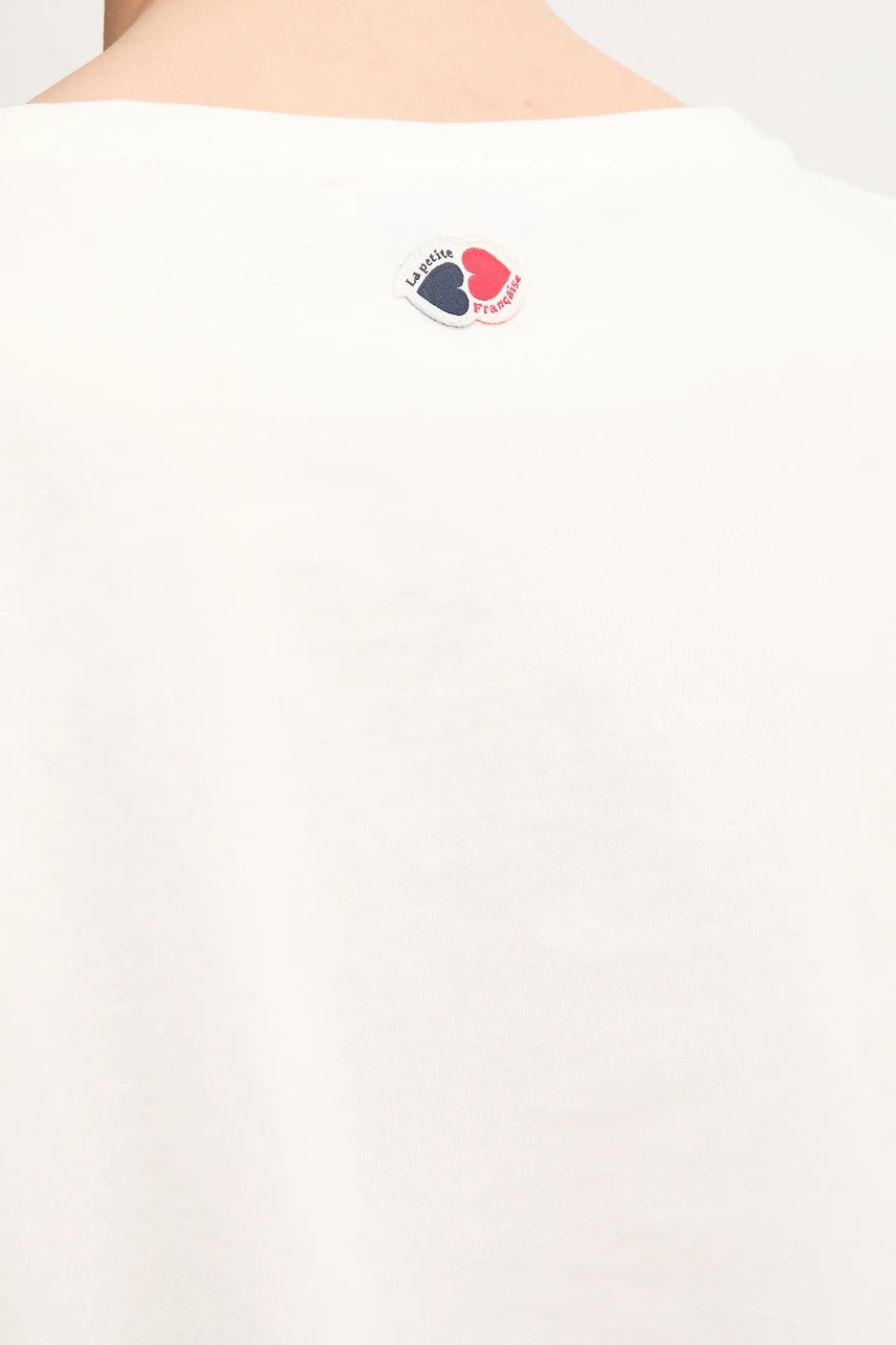 Βαμβακερό μπλουζάκι La Petite Française TYFANY γυναικείο, χρώμα: μπεζ, TYFANY φωτογραφία