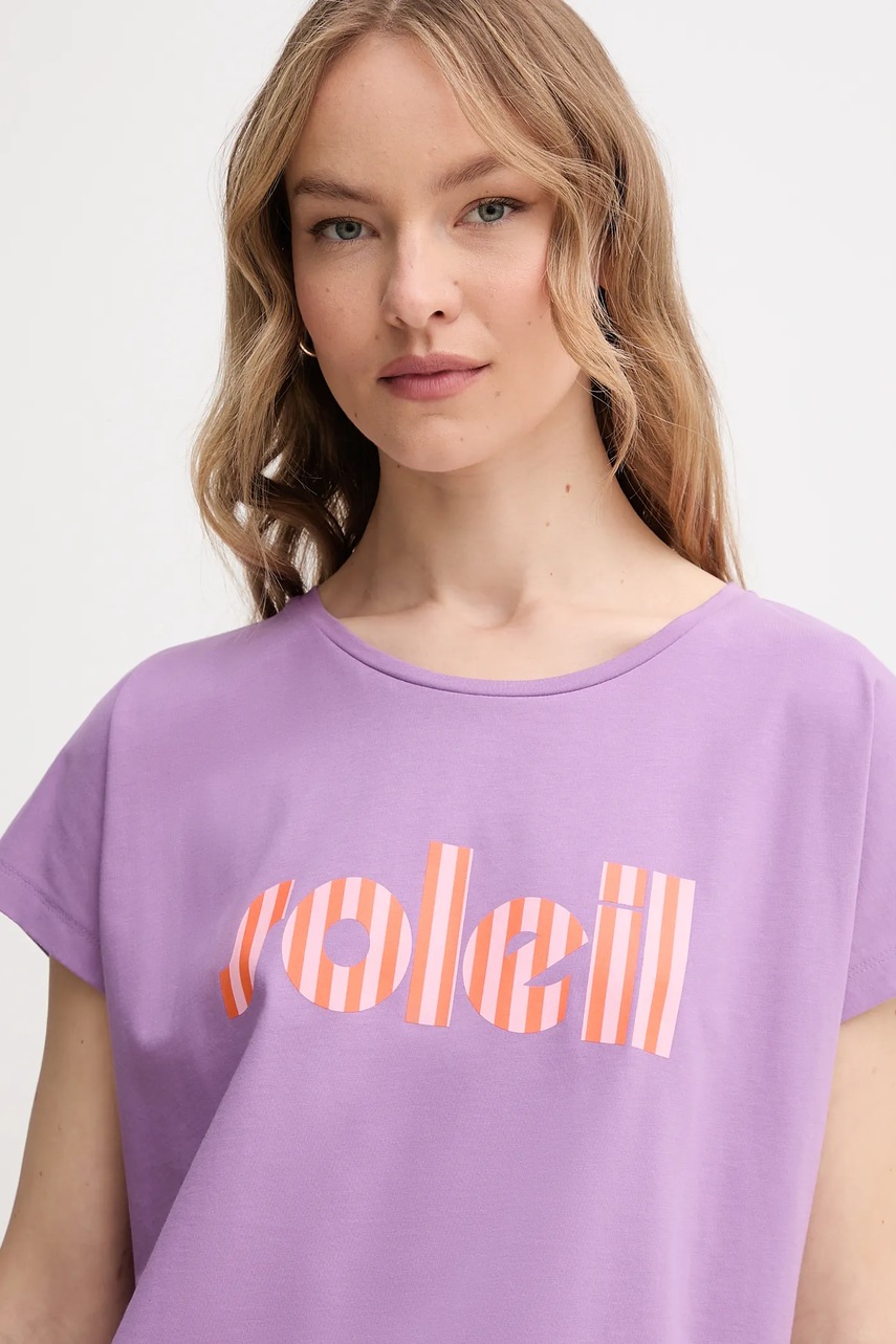 Βαμβακερό μπλουζάκι La Petite Française TYFANY γυναικείο, χρώμα: μοβ, TYFANY φωτογραφία