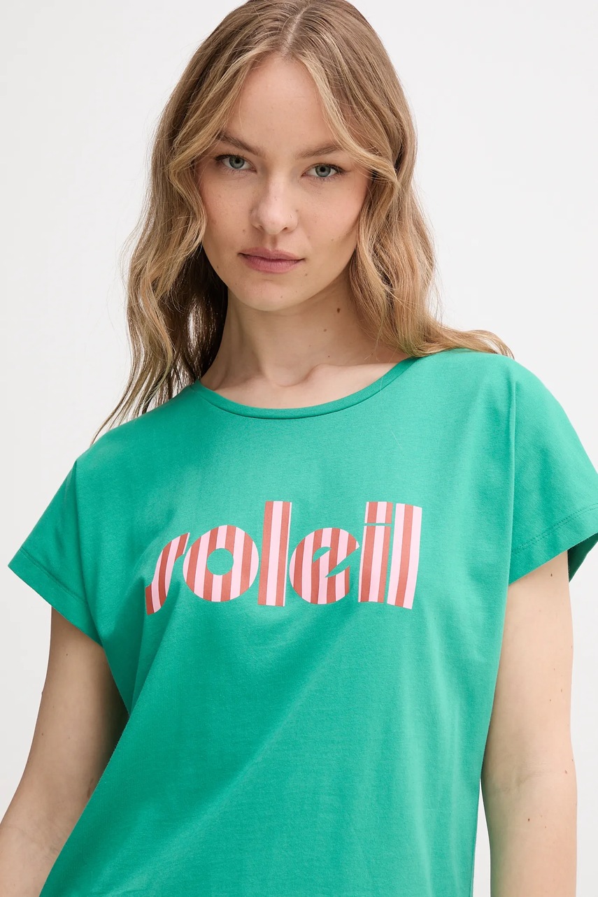 Βαμβακερό μπλουζάκι La Petite Française TYFANY γυναικείο, χρώμα: πράσινο, TYFANY φωτογραφία