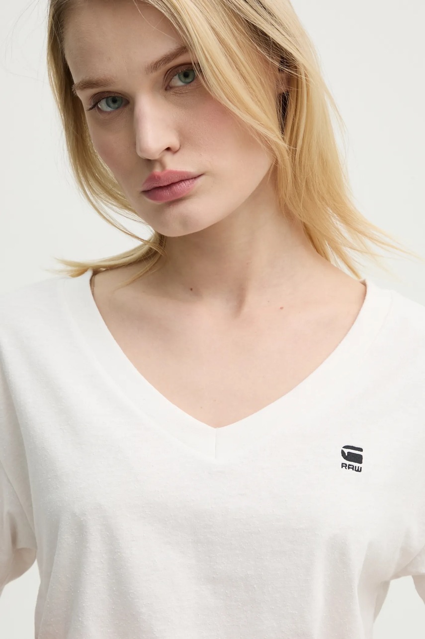 Βαμβακερό μπλουζάκι G-Star γυναικείο, χρώμα: άσπρο, D26067-D601 φωτογραφία