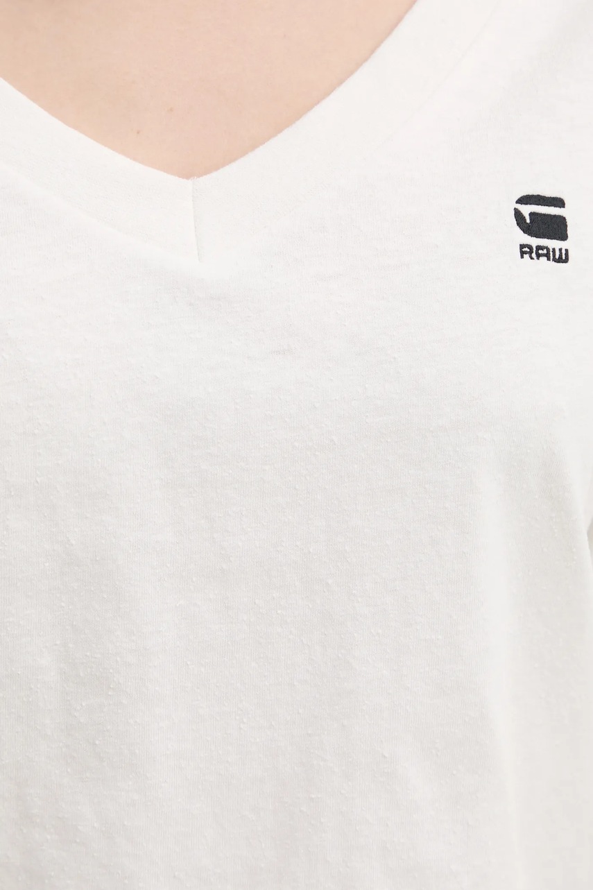 Βαμβακερό μπλουζάκι G-Star γυναικείο, χρώμα: άσπρο, D26067-D601 φωτογραφία