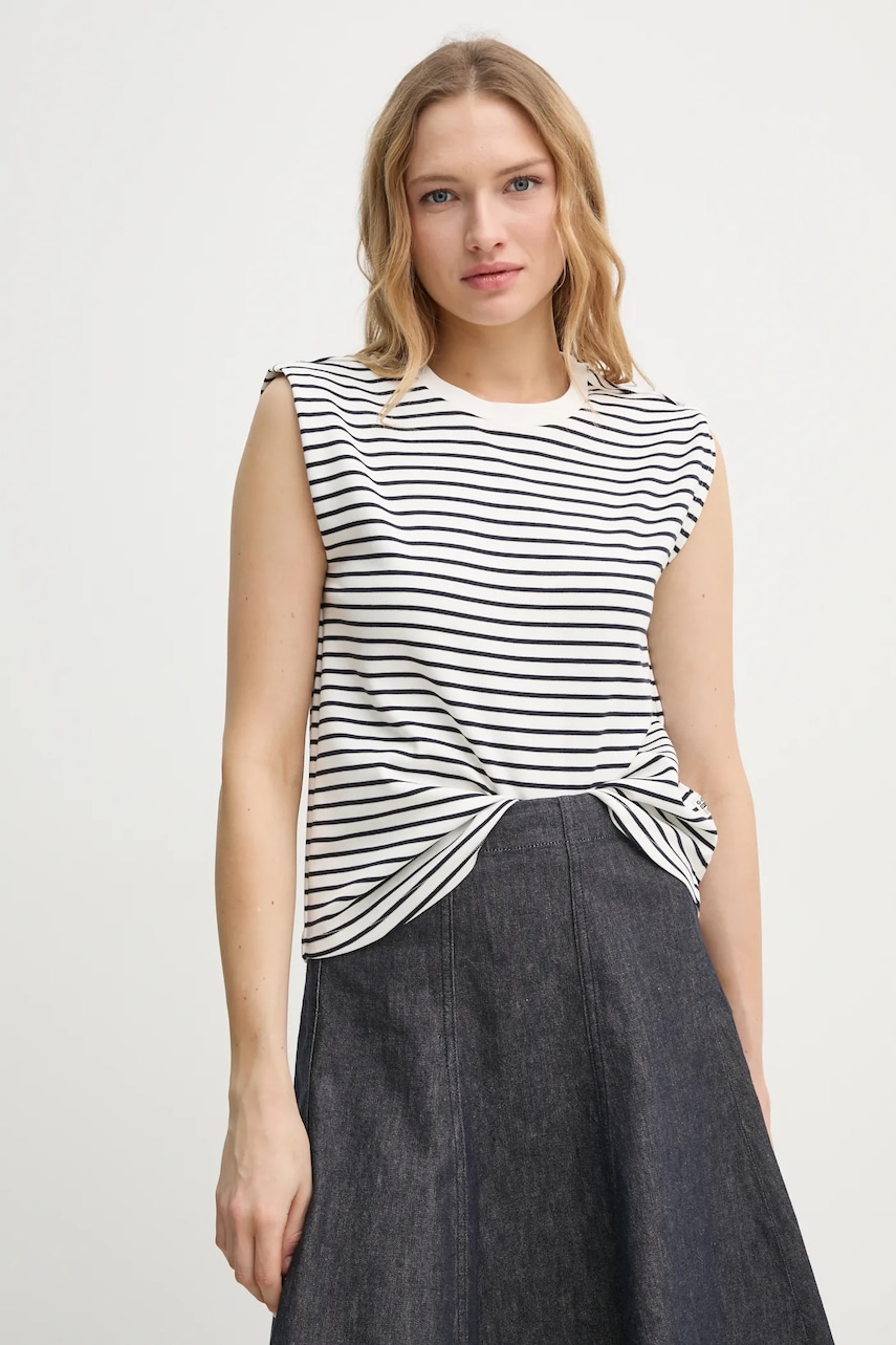 G-Star top din bumbac culoarea bej, D26073-D979