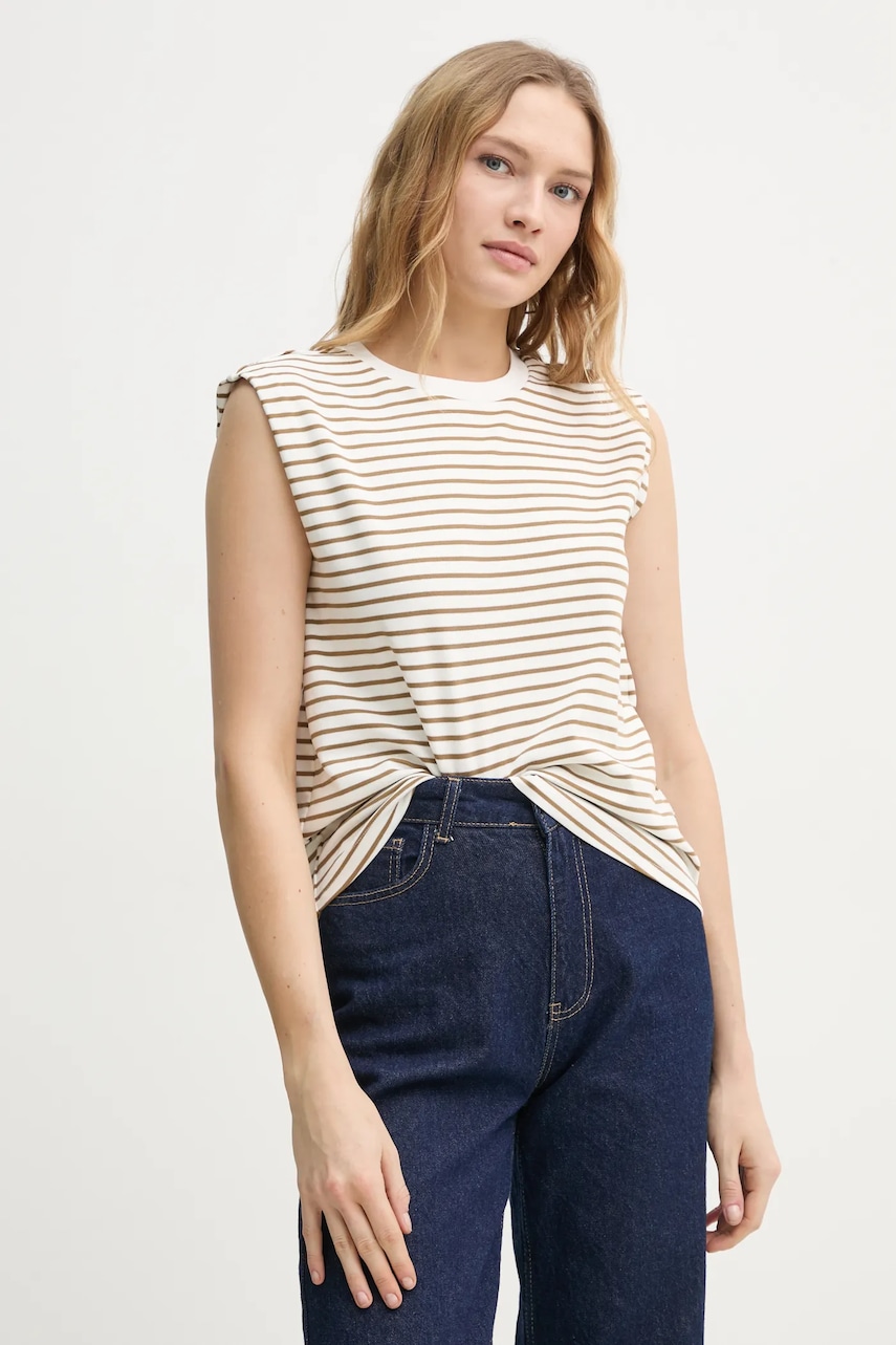 G-Star Raw top din bumbac culoarea bej, D26073-D979