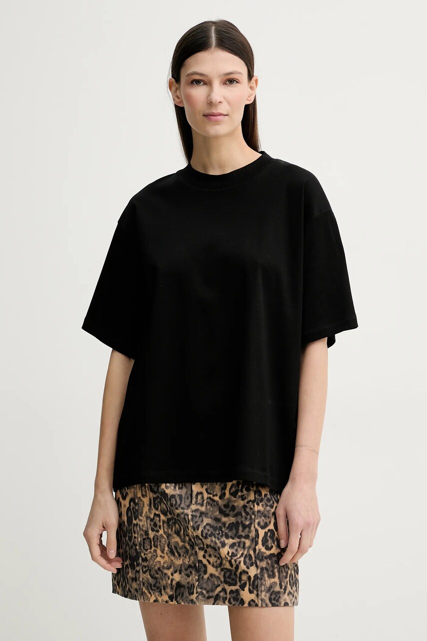 Herskind tricou din bumbac Larsson femei, culoarea negru, 5580152
