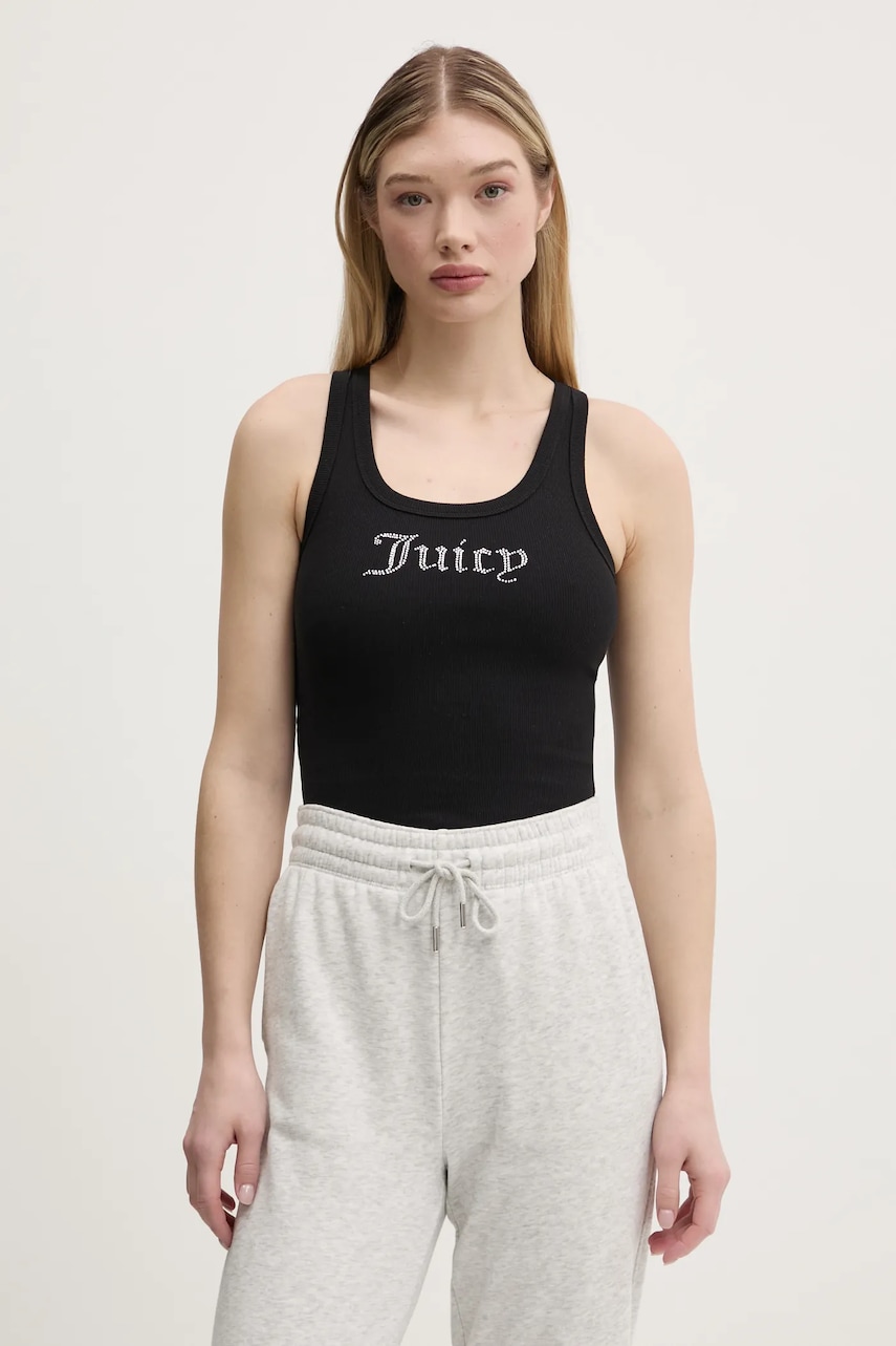 Juicy Couture top THIN STRAP RACER culoarea negru, JCWLV125305 Juicy Couture top THIN STRAP RACER culoarea negru, JCWLV125305