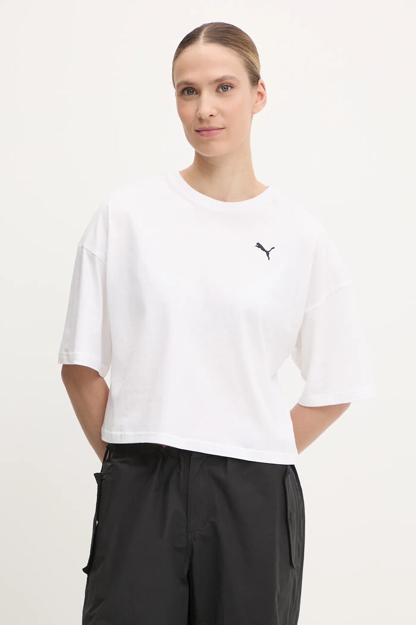 Puma tricou din bumbac culoarea alb, 629743