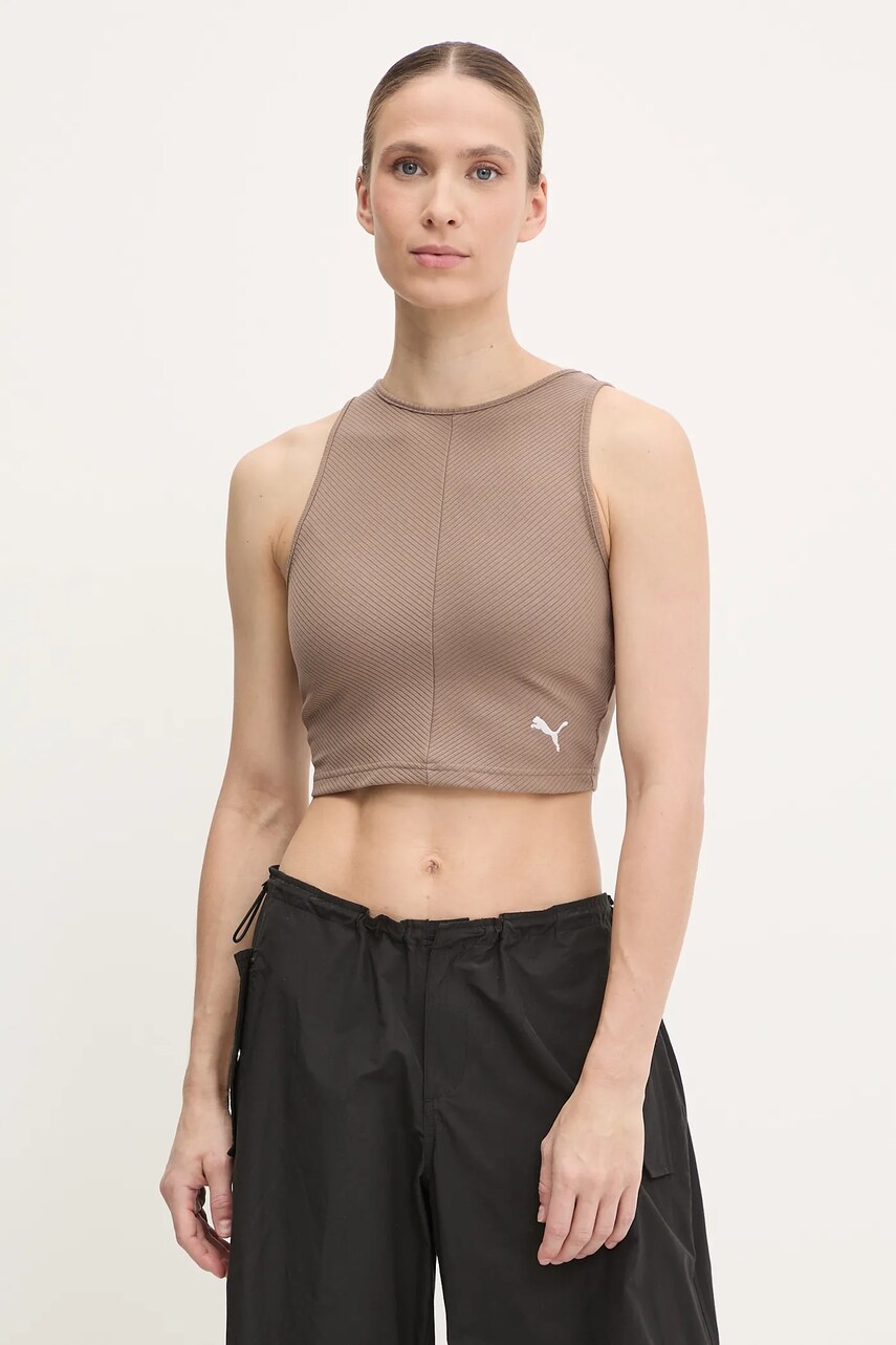 Puma top culoarea maro, 629765