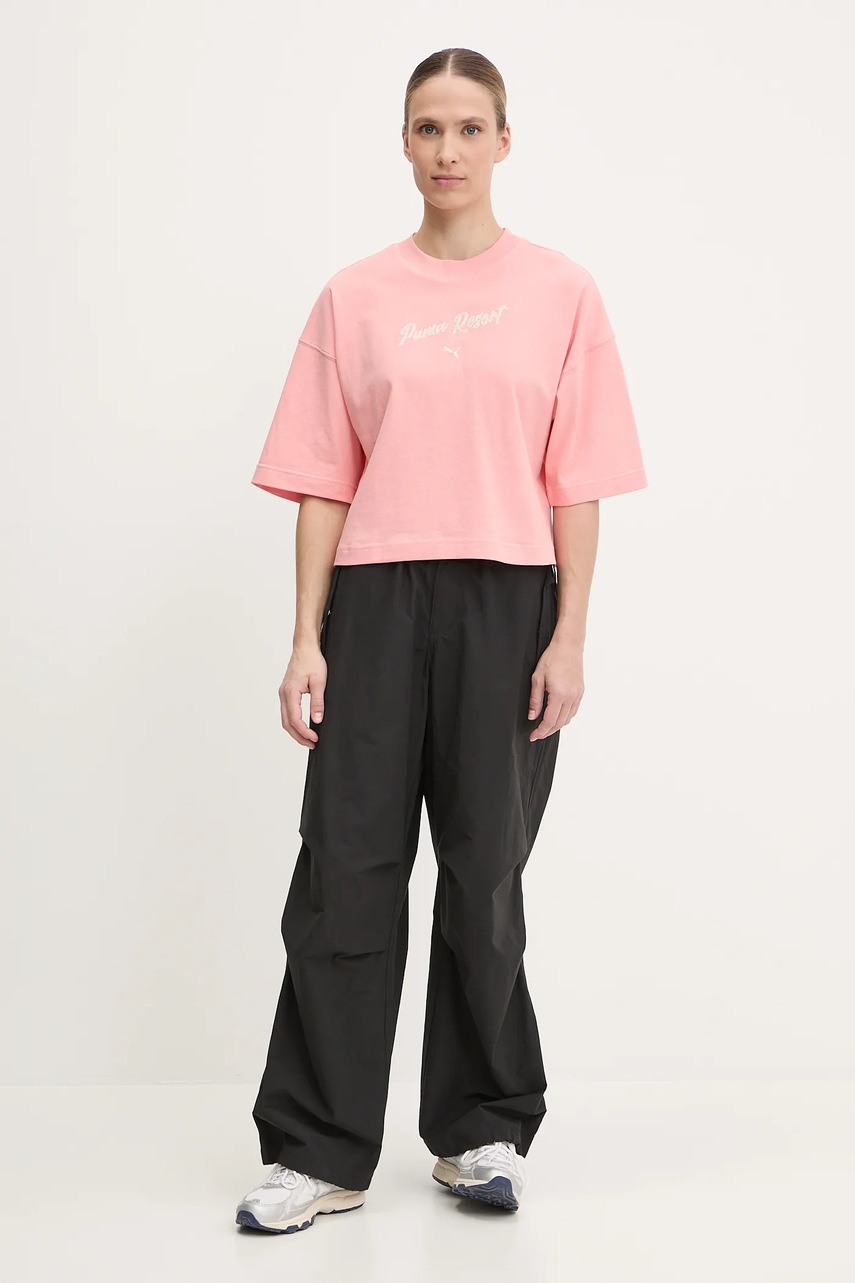 Хлопковая футболка Puma цвет розовый 629776 Хлопковая футболка Puma цвет розовый 629776