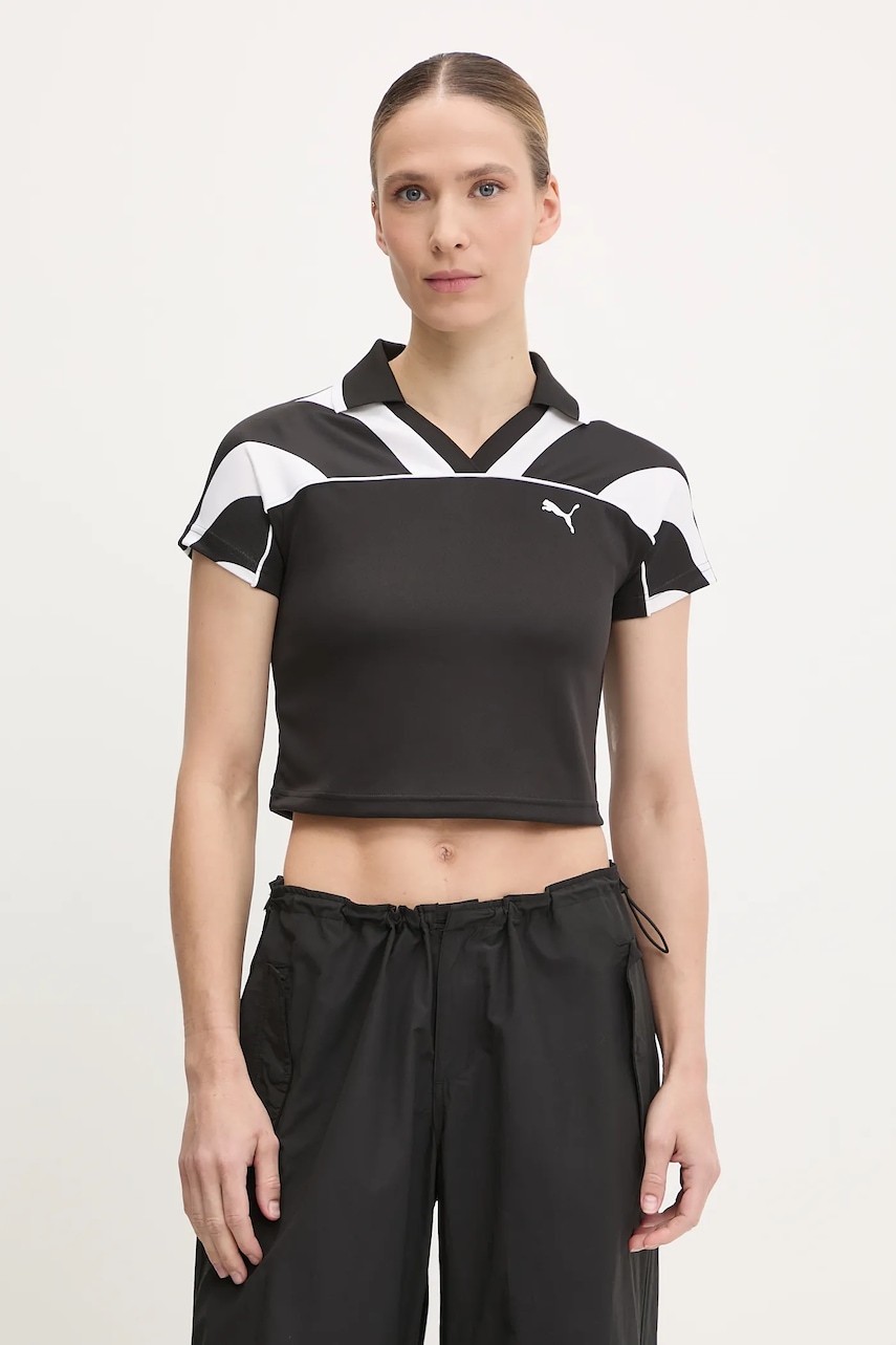 Puma tricou polo culoarea negru, 629783