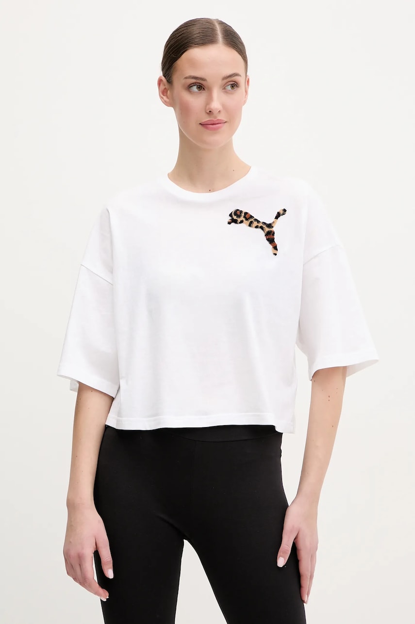 Puma tricou din bumbac femei, culoarea alb, 632337 Puma tricou din bumbac femei, culoarea alb, 632337
