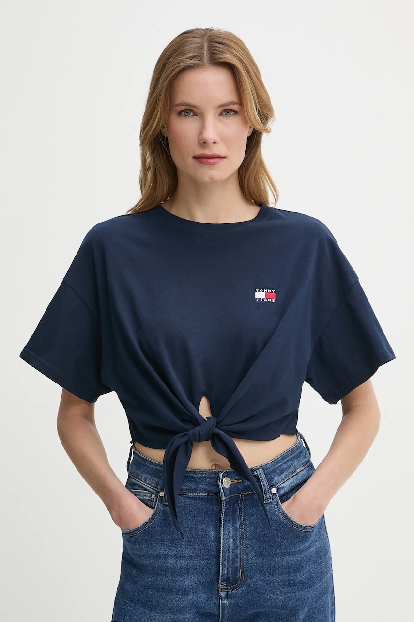 Tommy Jeans tricou din bumbac culoarea bleumarin, DW0DW20321