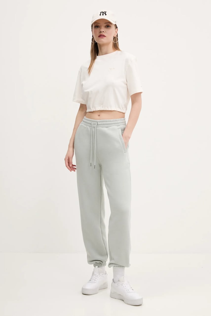 Хлопковая футболка Tommy Jeans женская цвет бежевый DW0DW20324 Хлопковая футболка Tommy Jeans женская цвет бежевый DW0DW20324