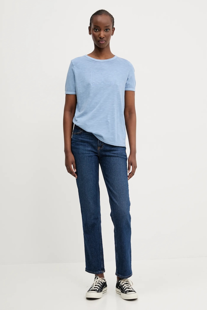 Хлопковая футболка Tommy Jeans женская DW0DW20366 Хлопковая футболка Tommy Jeans женская DW0DW20366