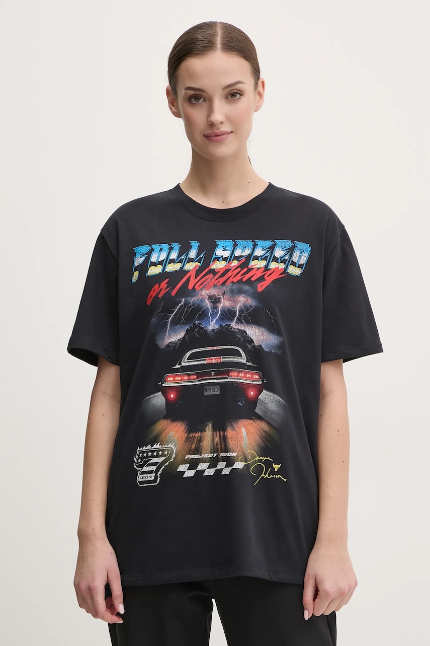 Under Armour tricou Project Rock femei, culoarea negru, 1389716