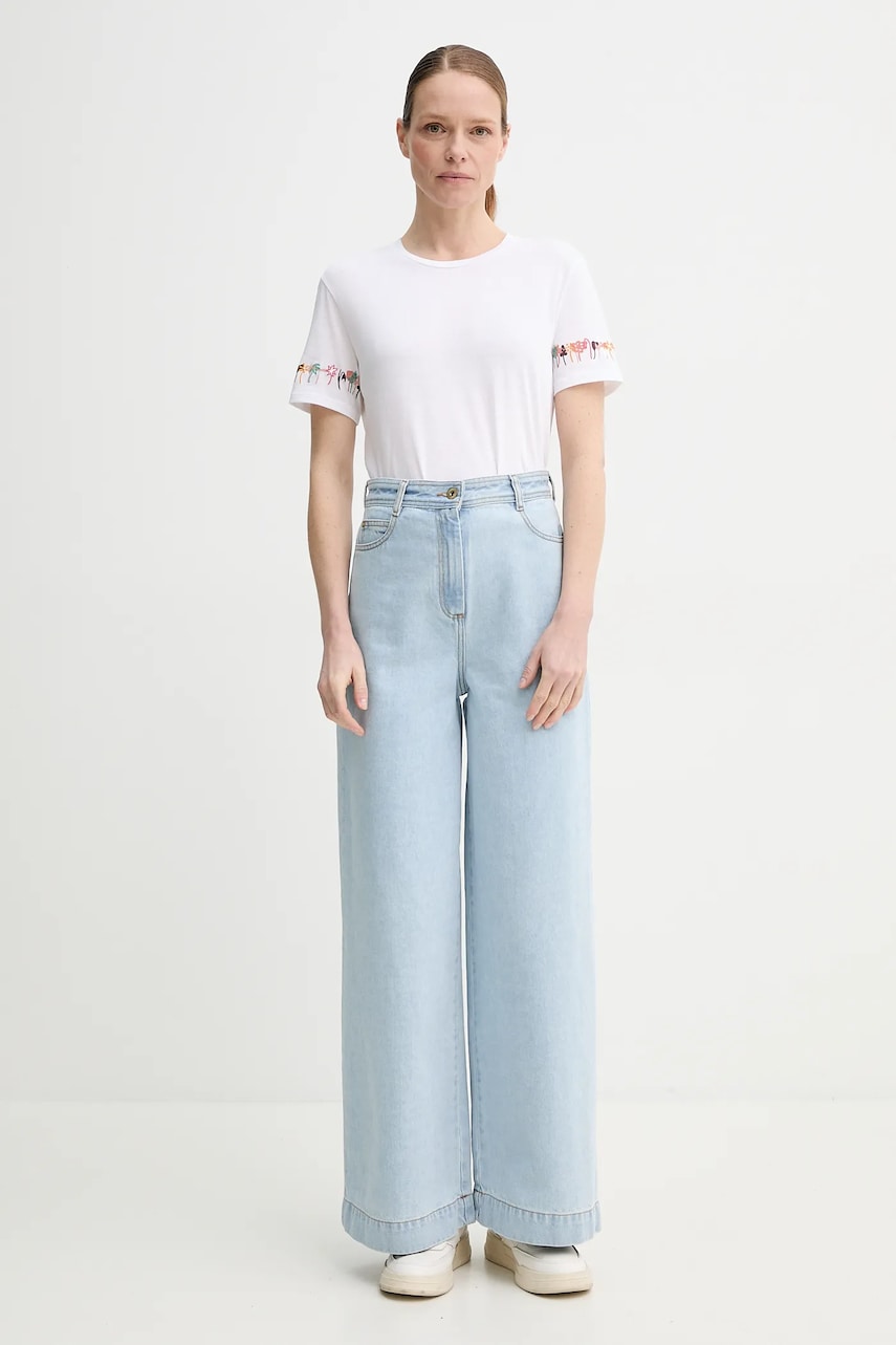 Хлопковая футболка PS Paul Smith женская цвет белый W2R.G799.PP5100 Хлопковая футболка PS Paul Smith женская цвет белый W2R.G799.PP5100