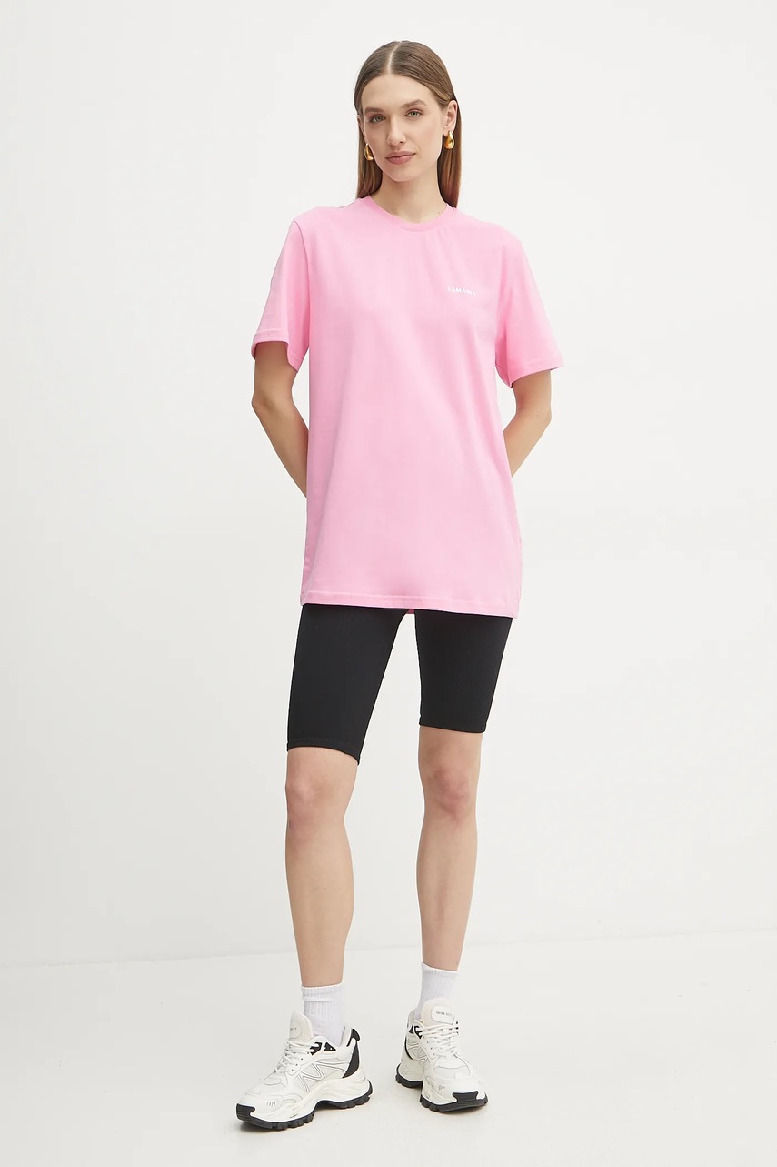 Хлопковая футболка La Mania женская цвет розовый BONI.3 Хлопковая футболка La Mania женская цвет розовый BONI.3