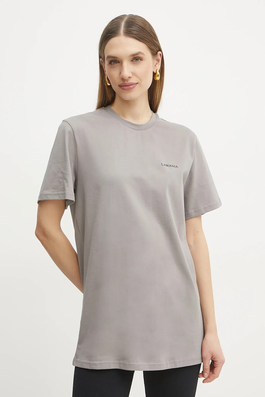 La Mania tricou din bumbac femei, culoarea gri, BONI.3