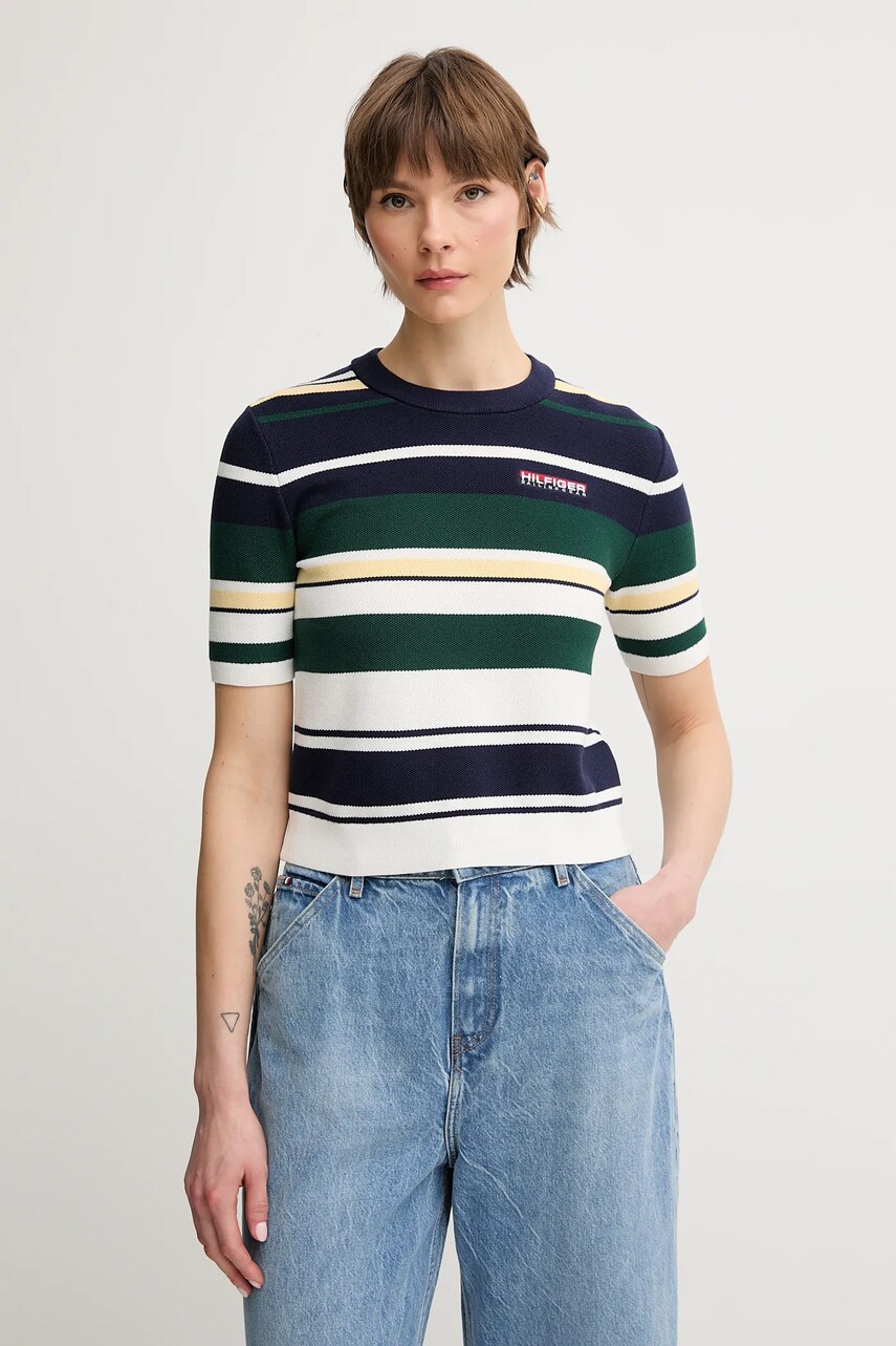 Levně Tričko Tommy Hilfiger SAILING dámské, tmavomodrá barva, WW0WW45596
