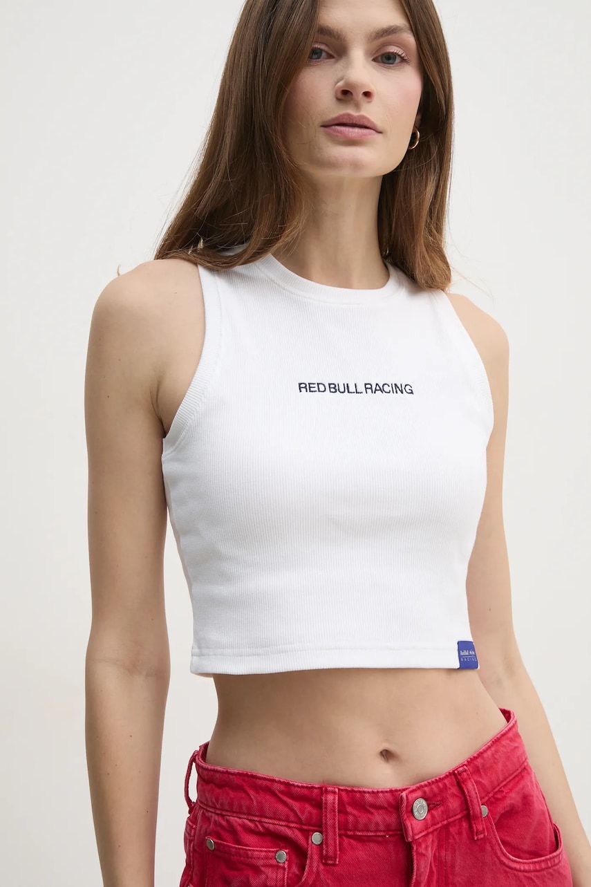 Red Bull Racing x Pepe Jeans top LOGO CROP TANK femei, culoarea bej, RL500002 Red Bull Racing x Pepe Jeans top LOGO CROP TANK femei, culoarea bej, RL500002