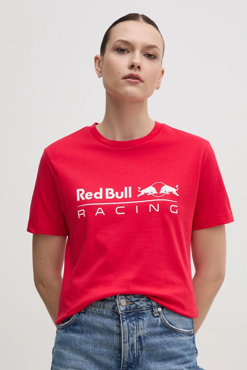 Red Bull Racing x Pepe Jeans tricou din bumbac STANDARD FIT TEE femei, culoarea rosu, RL500004 Red Bull Racing x Pepe Jeans tricou din bumbac STANDARD FIT TEE femei, culoarea rosu, RL500004