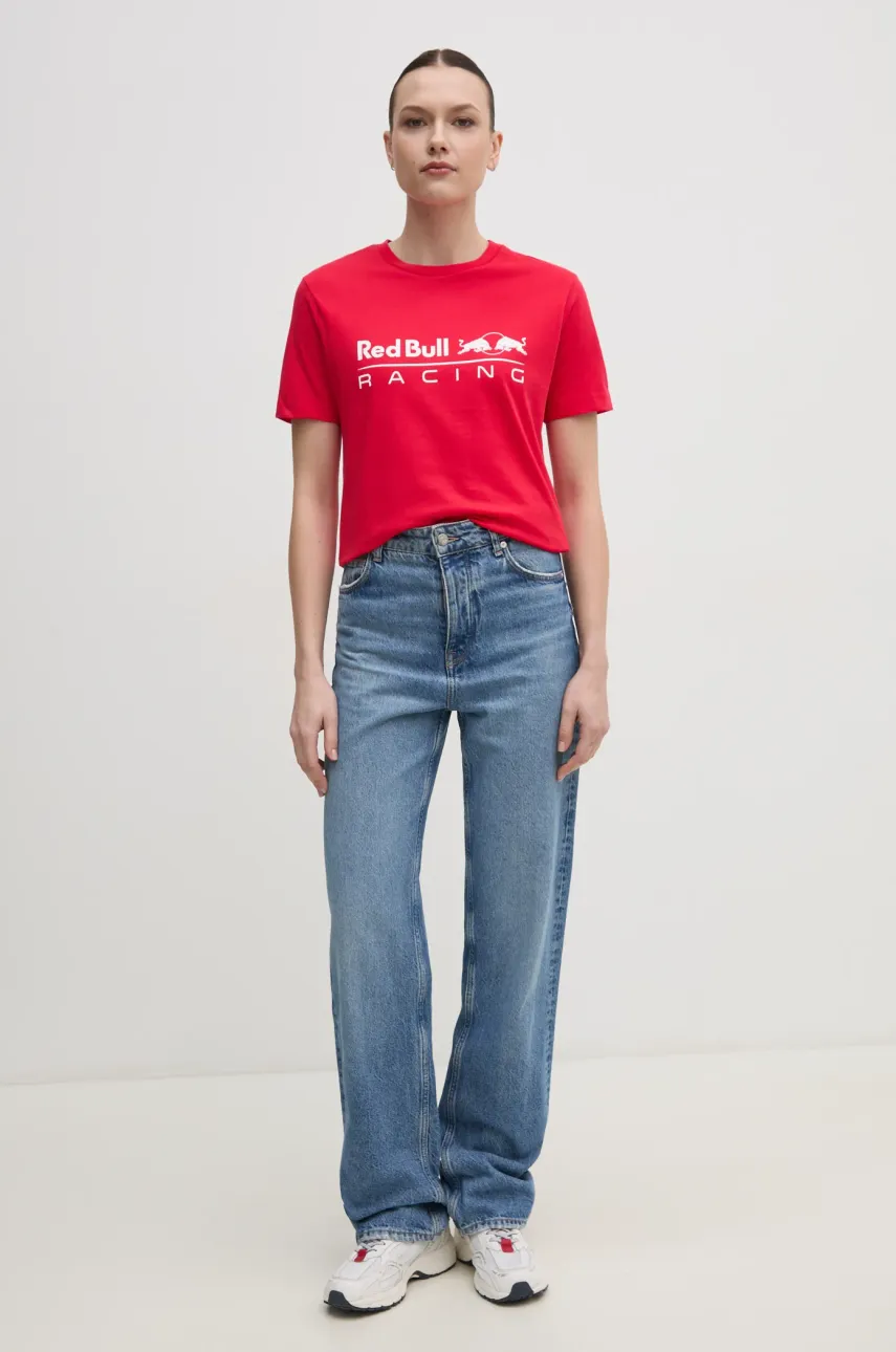 Хлопковая футболка Red Bull Racing x Pepe Jeans STANDARD FIT TEE женская цвет красный RL500004 Хлопковая футболка Red Bull Racing x Pepe Jeans STANDARD FIT TEE женская цвет красный RL500004