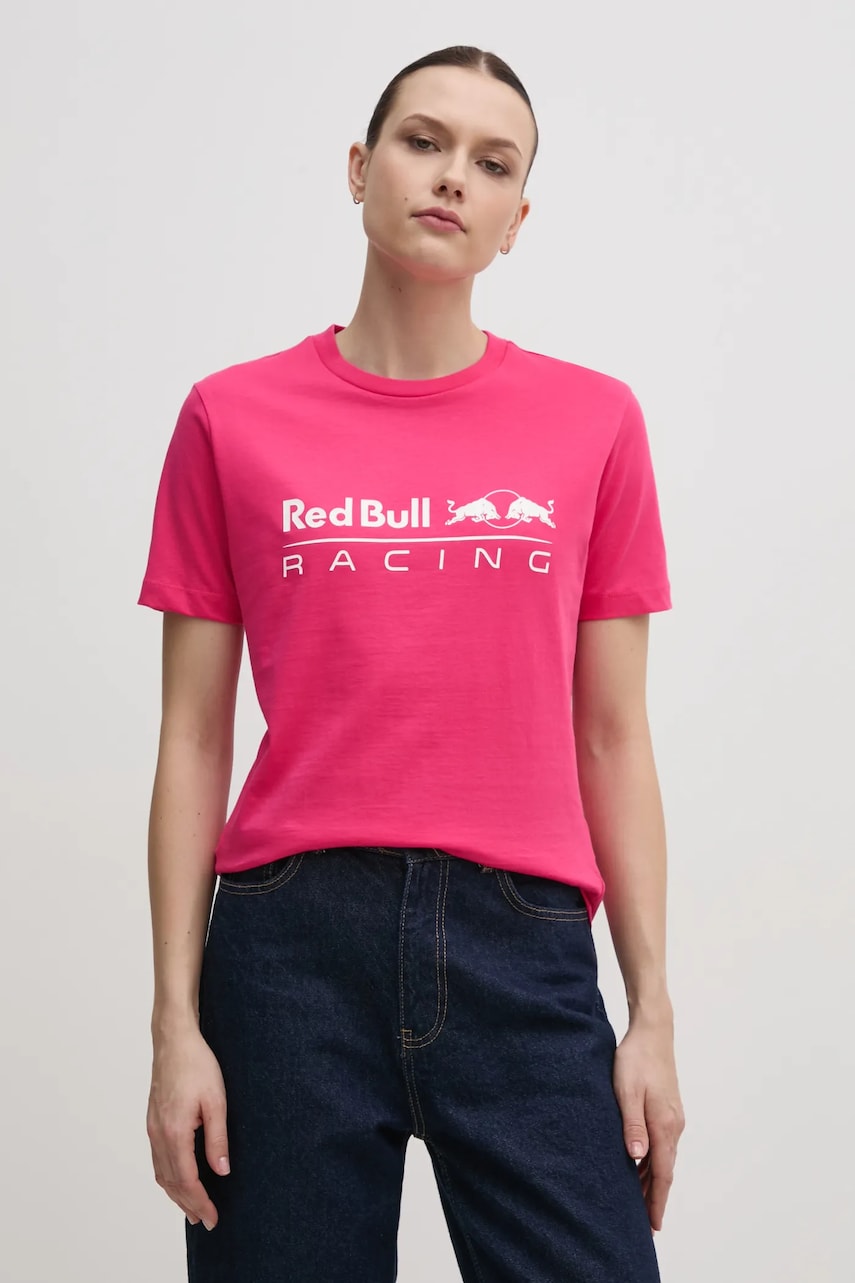 Red Bull Racing x Pepe Jeans tricou din bumbac STANDARD FIT TEE femei, culoarea roz, RL500004 Red Bull Racing x Pepe Jeans tricou din bumbac STANDARD FIT TEE femei, culoarea roz, RL500004