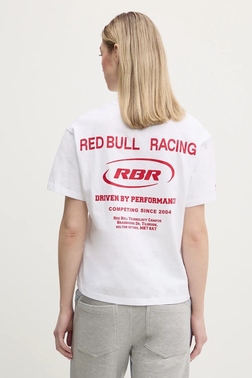 Red Bull Racing x Pepe Jeans tricou din bumbac CLUB TEE 2 femei, culoarea alb, RL500012
