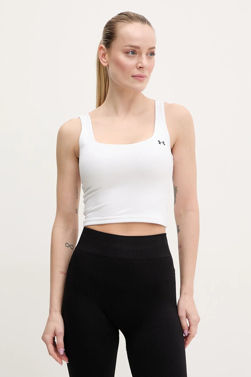 Levně Tréninkový top Under Armour bílá barva, 6007656