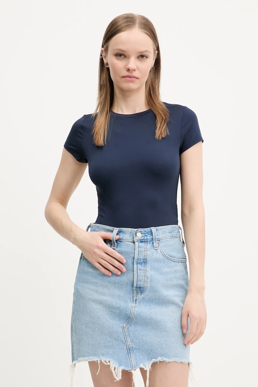 Hollister Co. tricou femei, culoarea albastru marin, KI339-5043