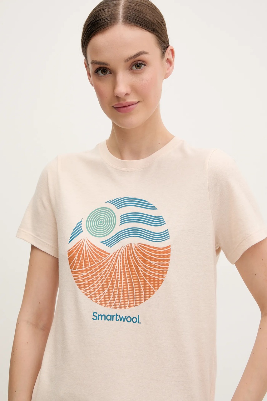 Αθλητικό μπλουζάκι Smartwool χρώμα: μπεζ, SW002391 φωτογραφία